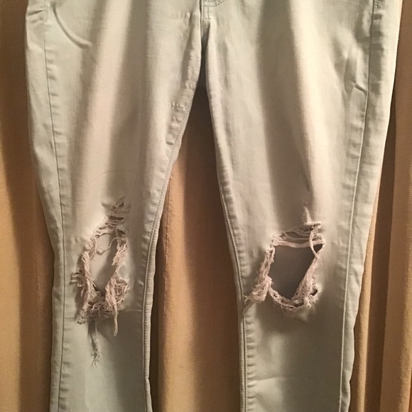 AEO distressed super super stretch ankle jeggings size 14 regular - Picture 3 of 8